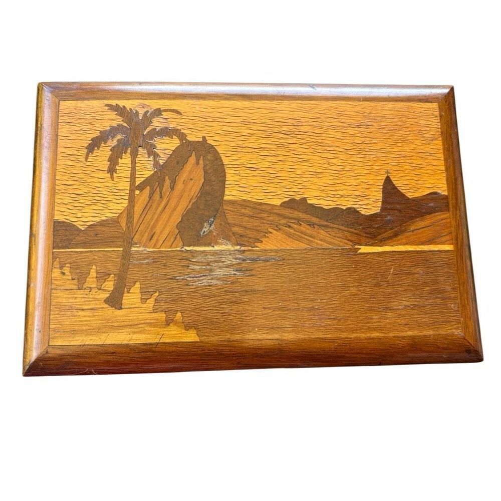 Vintage Wood Retractable Folding Cigarette Box